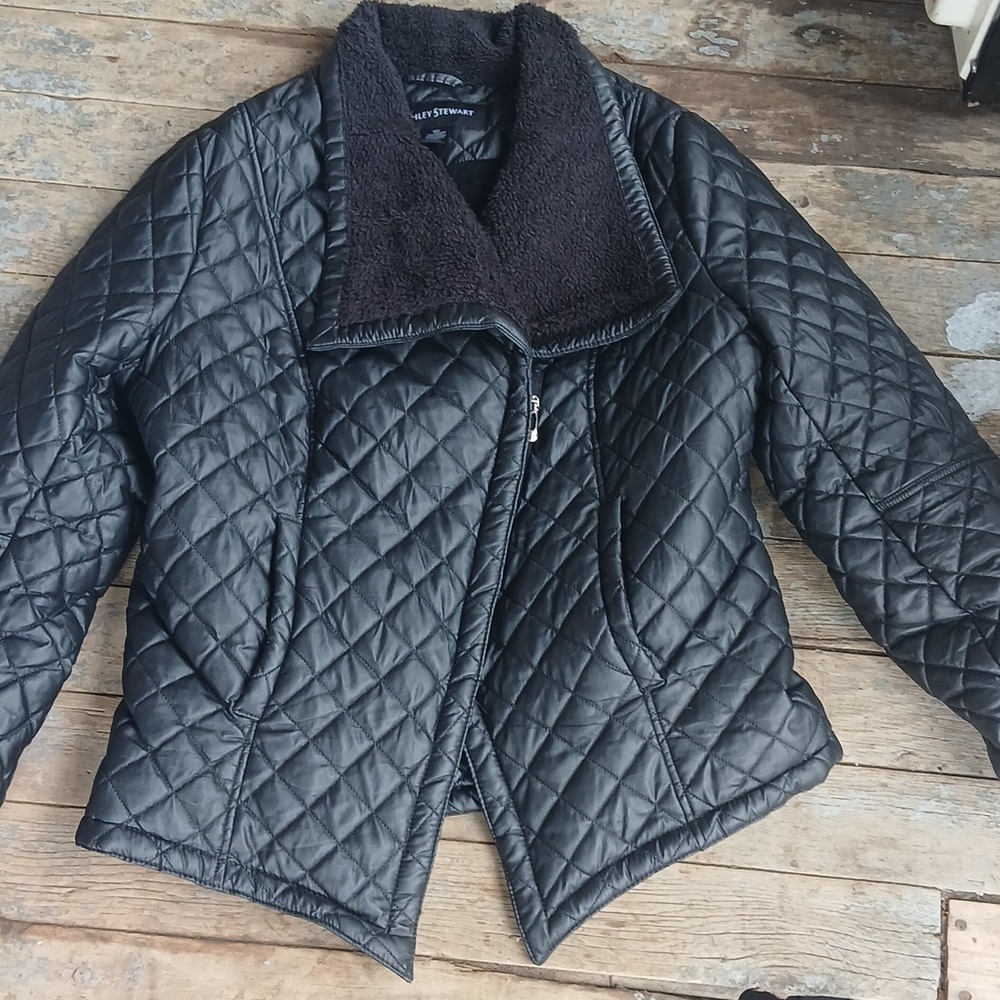 GUC Ashley Stewart Quilted Fleece Lined Black Jacket Size 14/16 - Picture 1 of 7